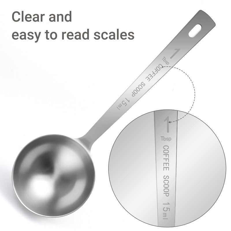 Flezoo 4Pcs Coffee Scoop Spoon - 1 Tablespoon Measuring Spoon  15ML Stainless Steel Coffee Spoons  Long Handle Coffee Measuring Scoop for Ground Coffee  Loose Tea and Powder - Image 3